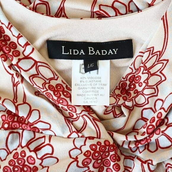 Lida Baday Floral Multicolor Soft Stretch Knit Ruched Tank Sleeveless Dress L - Picture 4 of 4